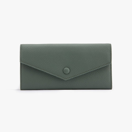 Long Leather Wallet for Women – 10 Card Slots, Fits Phone