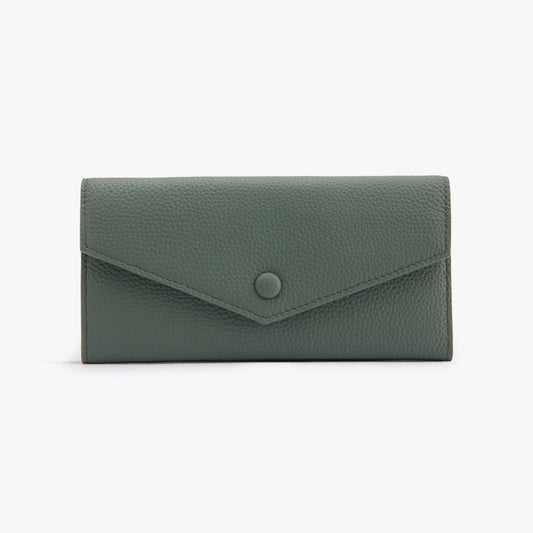 Long Leather Wallet for Women – 10 Card Slots, Fits Phone