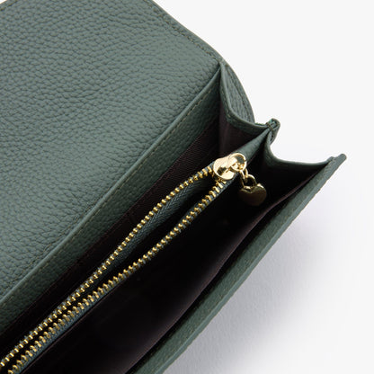 Long Leather Wallet for Women – 10 Card Slots, Fits Phone
