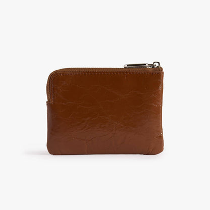 Waxy Leather Zip Pouch with Key Hook – Small Coin Purse
