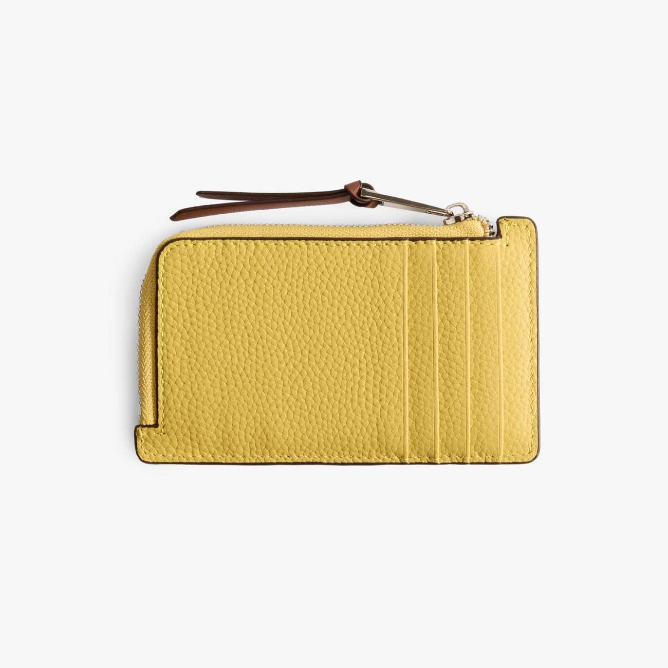Leather Card Holder with Coin Pocket – Slim Pebbled Wallet