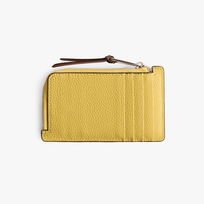 Leather Card Holder with Coin Pocket – Slim Pebbled Wallet