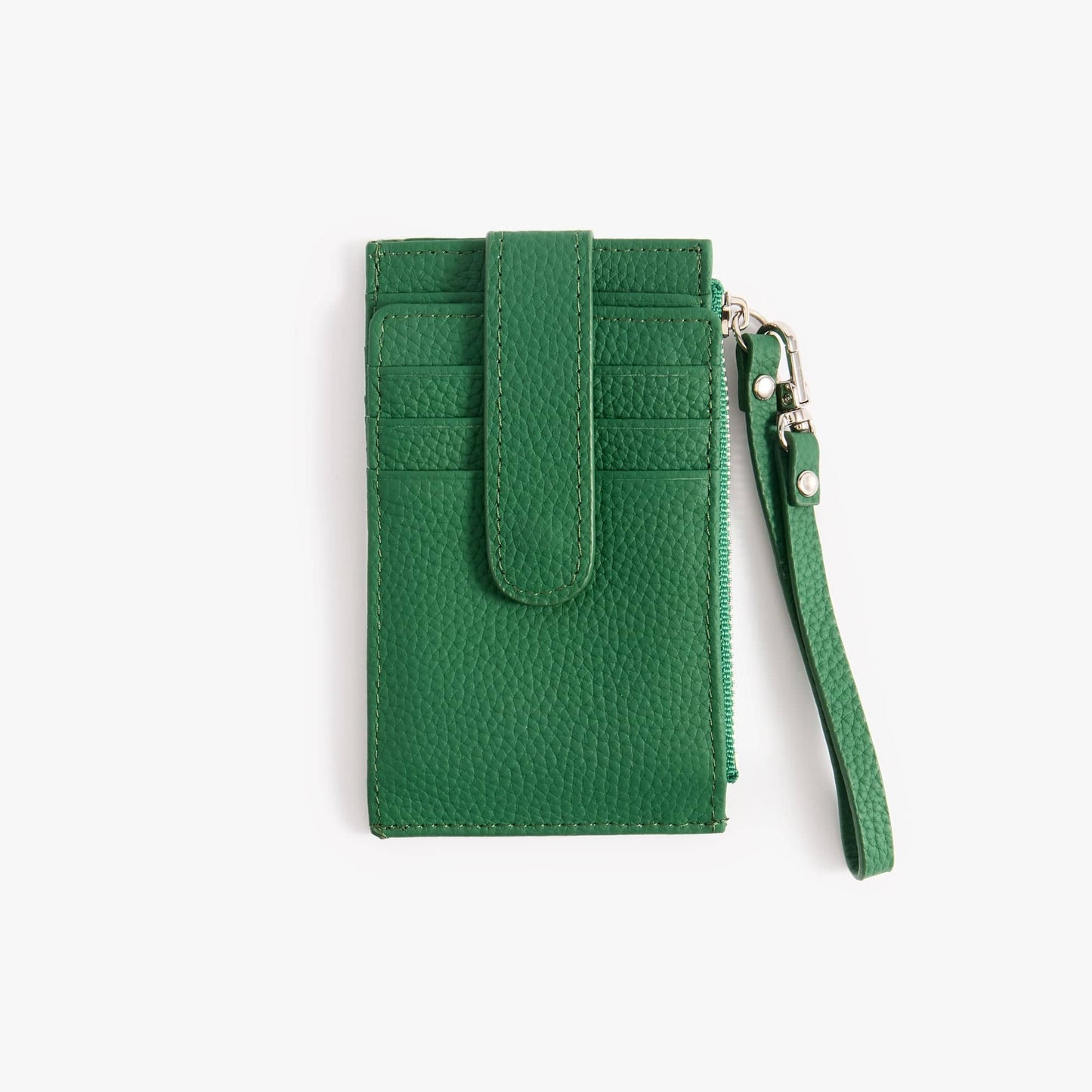 Leather Card Holder with ID Window – Snap Wallet with Strap