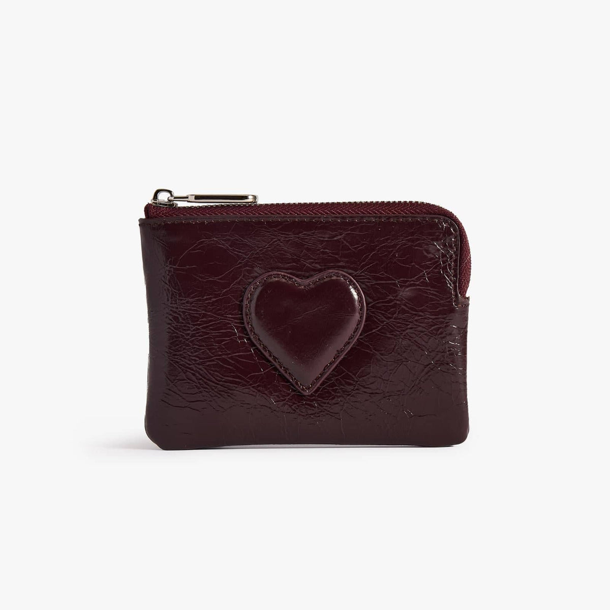Waxy Leather Zip Pouch with Key Hook, Small Coin Purse