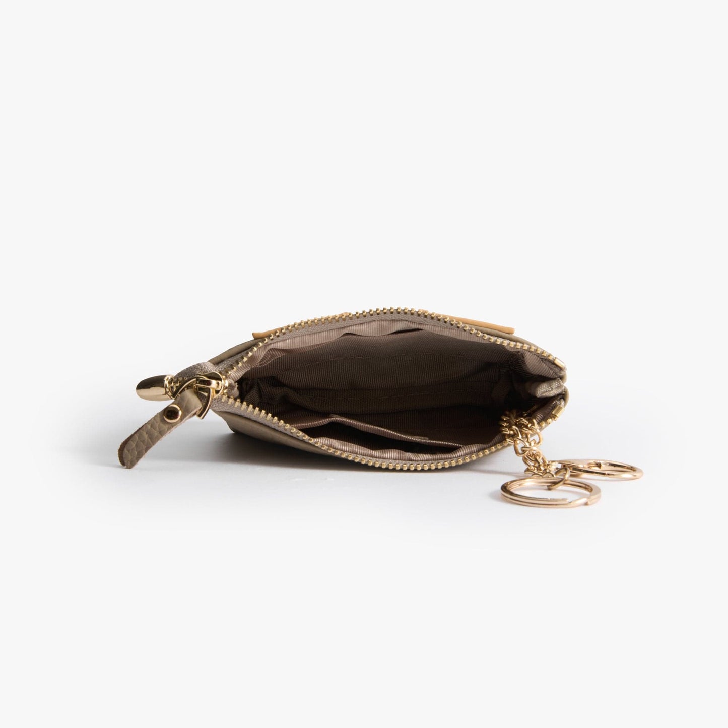 Leather Zip Pouch with Keyring – Small Flower Coin Purse
