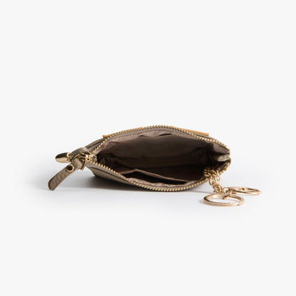 Leather Zip Pouch with Keyring – Small Flower Coin Purse