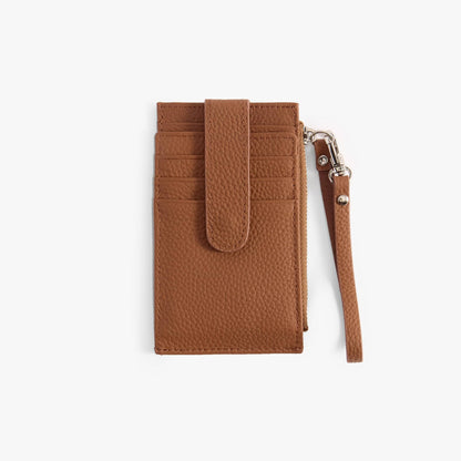 Leather Card Holder with ID Window – Snap Wallet with Strap