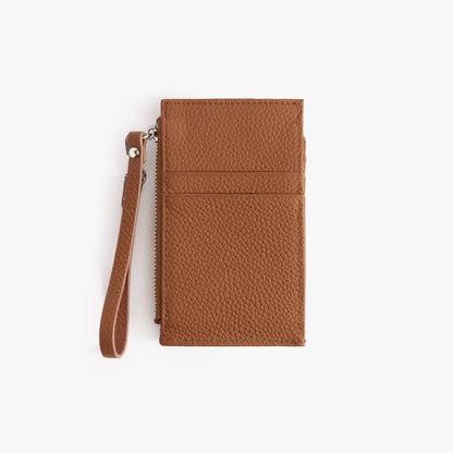 Leather Card Holder with ID Window – Snap Wallet with Strap