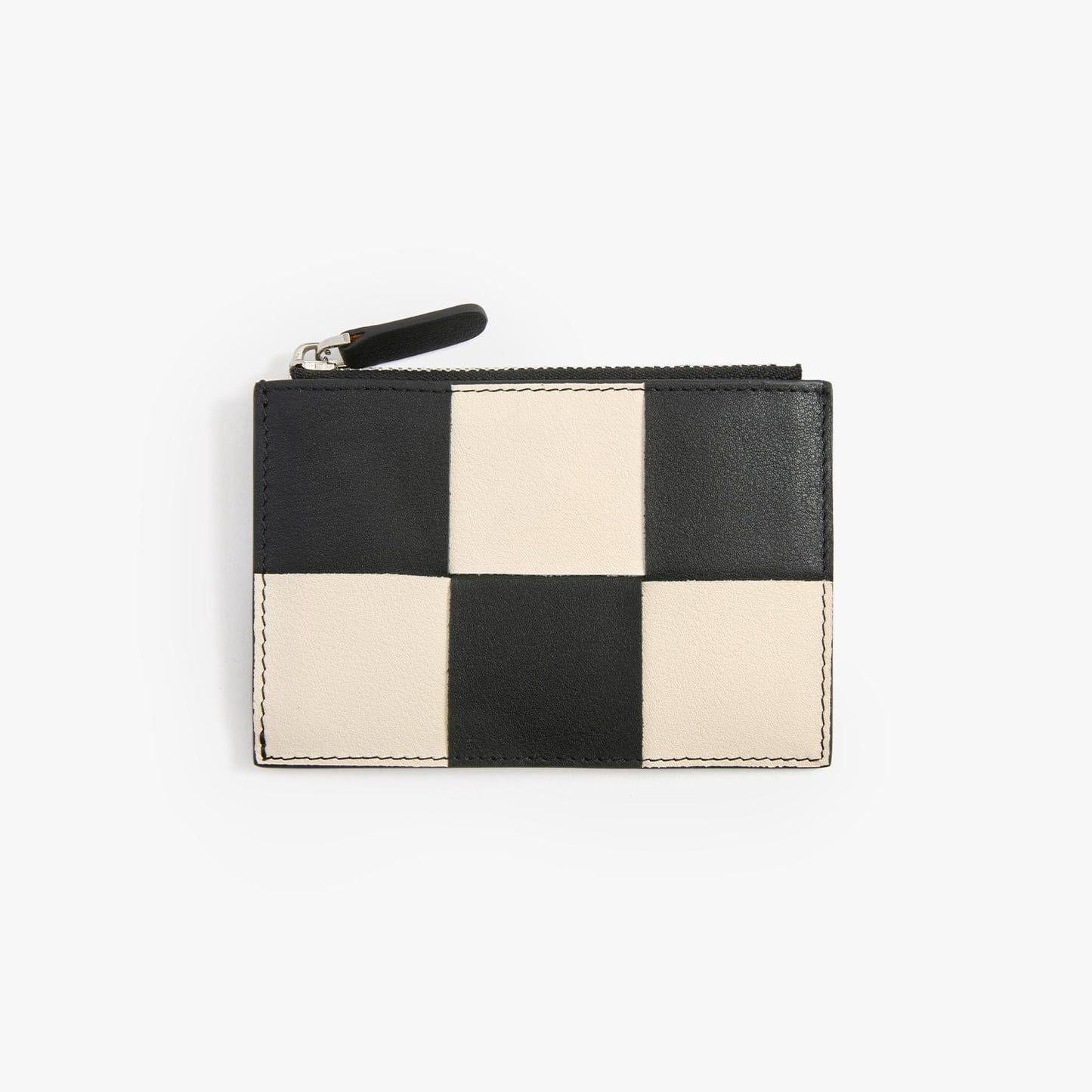 Woven Leather Card Holder with Zip – Handmade Slim Wallet