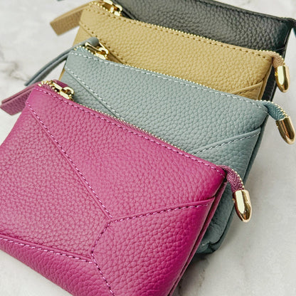 Leather Coin Pouch with Keyring – Small Zip Pouch for Women