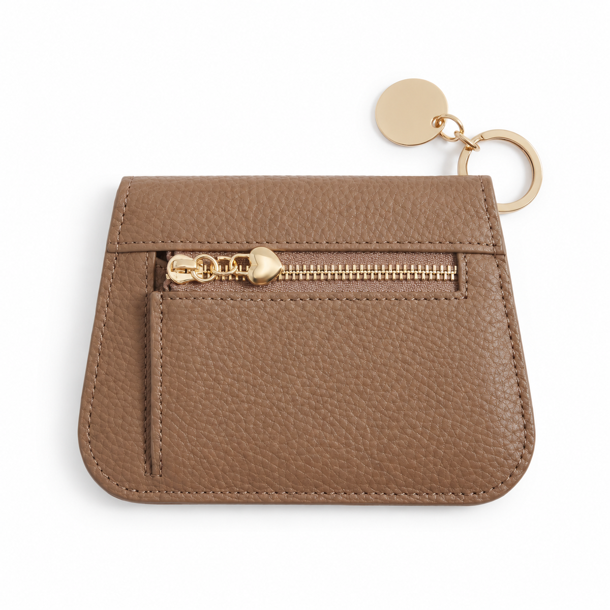 Back of the keychain wallet with gold zip coin pocket