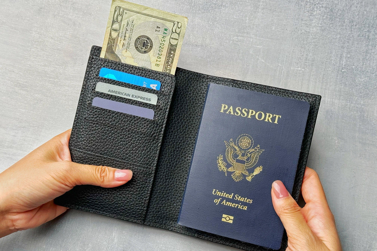 Leather Passport Holder – Travel Wallet with 6 Card Slots